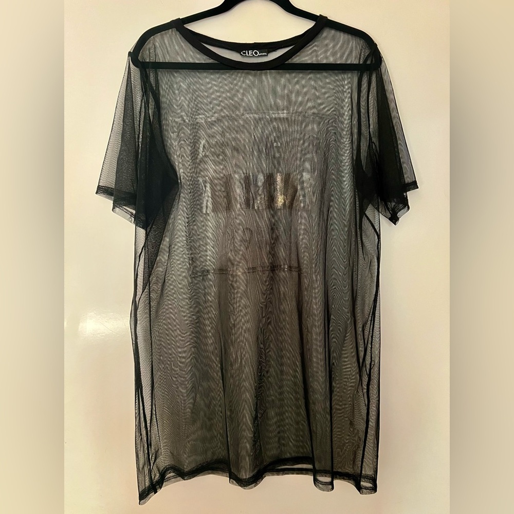 Black and Gold Paris Sheer Mesh Top - Picture 2 of 4